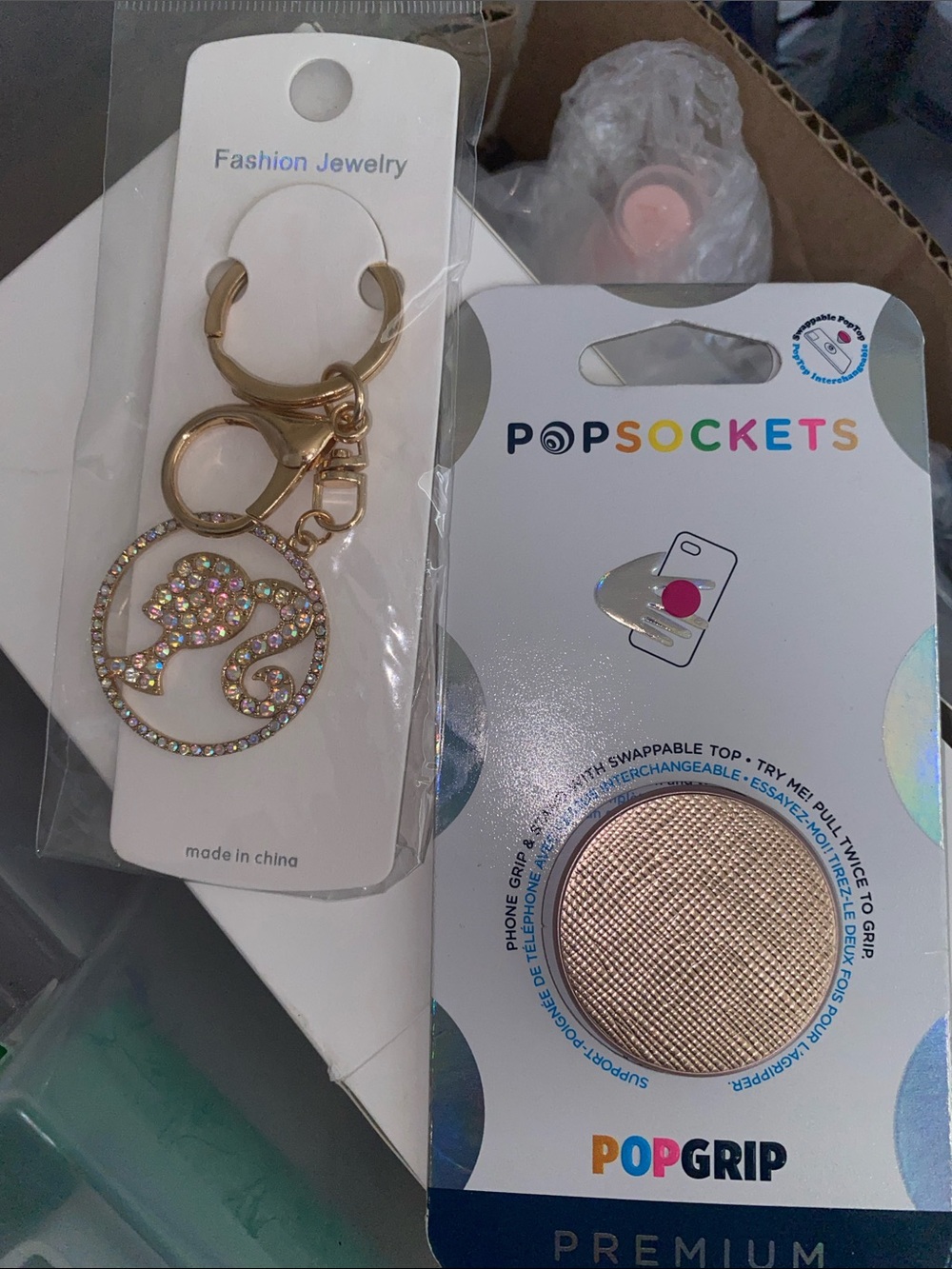 PopSocket PopGrip Premium Metallic Rose Gold Phone Grip w/key chain